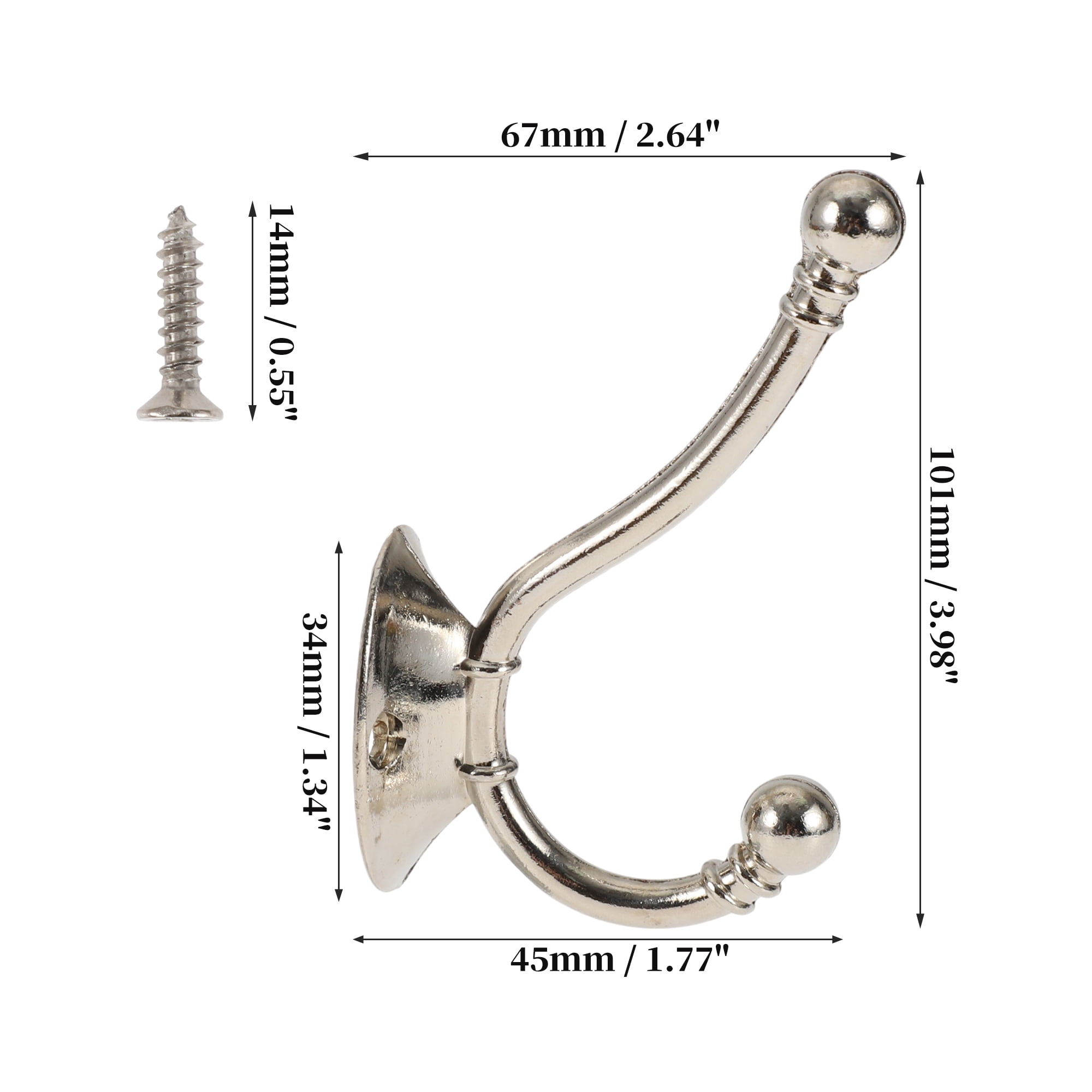 Unique Bargains 4 Pcs Clothes Hooks Door Hooks for Wardrobe Bathroom Kitchen Brown