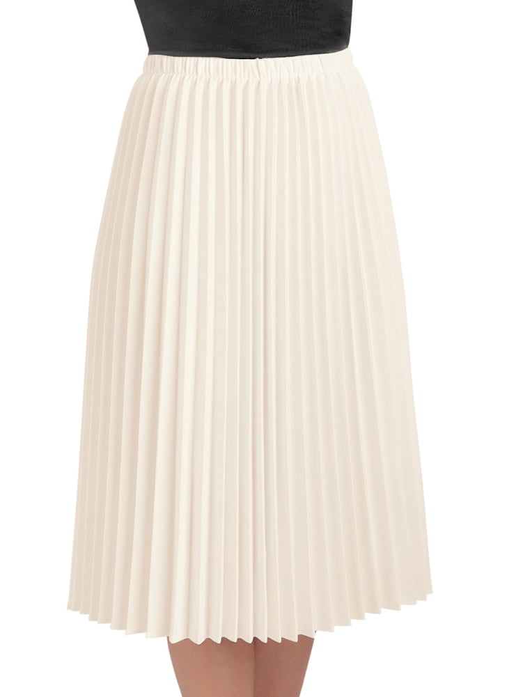 Women's Pleated Mid Length Midi Skirt, Large, Cream - Made in the USA ...