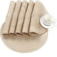 thumbnail image 4 of Round Braided Placemats Set of 4 Round Table Mats for Dining Tables 15 inch Washable Kitchen Table Place Mats Indoor (Beige, 4), 4 of 9