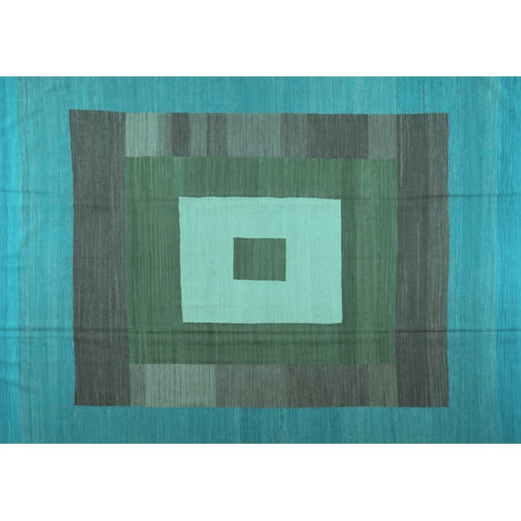 Ahgly Company Indoor Rectangle Abstract Light Blue Contemporary Area Rugs, 5' x 8'
