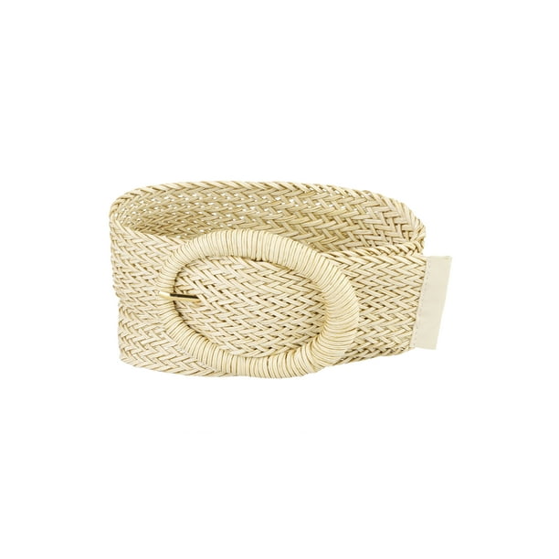 Cinturones de mujer tejidos, cinturones anchos para vestidos, decorativos, ajustables de 22.83 a 37.01 pulgadas, color beige