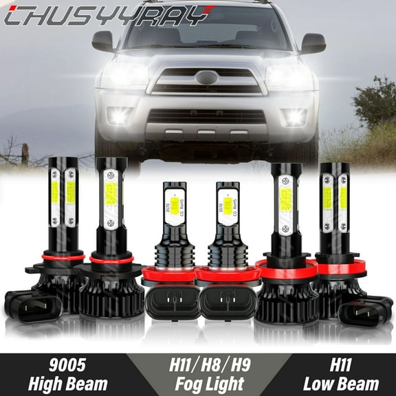 For Toyota 4Runner 2010-2021 LED Headlight High Low Beam Fog Light Bulbs Upgrade Kit 6000K White 6x