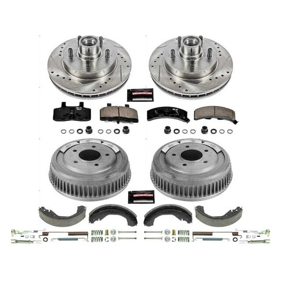 Front and Rear Brake Pad Rotor Shoe Drum Kit - Compatible with 1995 - 1999 GMC Yukon RWD 1996 1997 1998