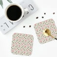 thumbnail image 4 of Lsque Rose Flowers Pattern 4" Drink Coasters Set of 4, PVC Leather Absorbent Coasters, Table Coaster Set Decorative Coffee Cup Coasters Housewarming Gift -Square, 4 of 6
