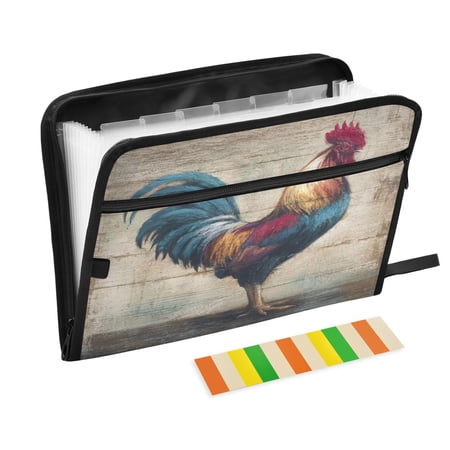 Organ Folder 14.2 x 0.8 x 10.6 Inches 13 Separate Pockets A4 Size Documents Folder A Sort Storage File Manager For The Home Office Colorful Rooster