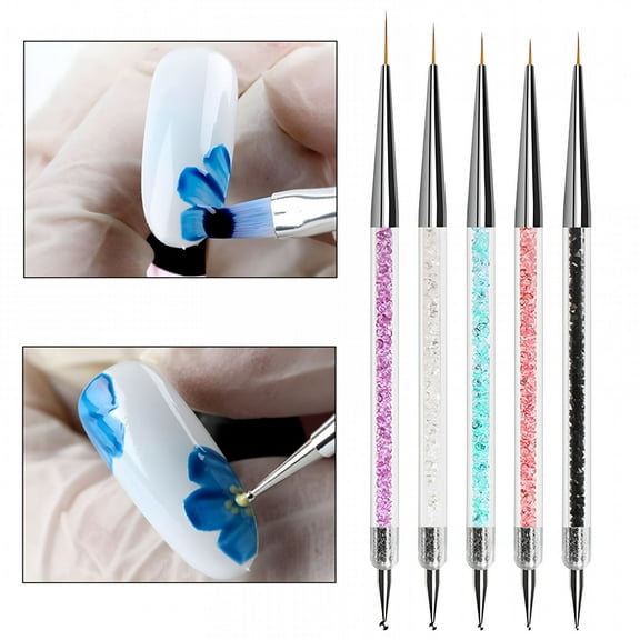 RAGUPEL Nail Art Nail Brushes Set of 5 Double Ended Tip, Drawing Tip, Nail Design Brush