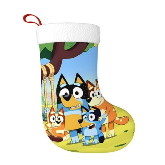 Saiise Bluey Print 17.7 Inches Christmas Stockings,Large Stockings for for Christmas Xmas Tree Holiday Fireplace Family Decor Gifts