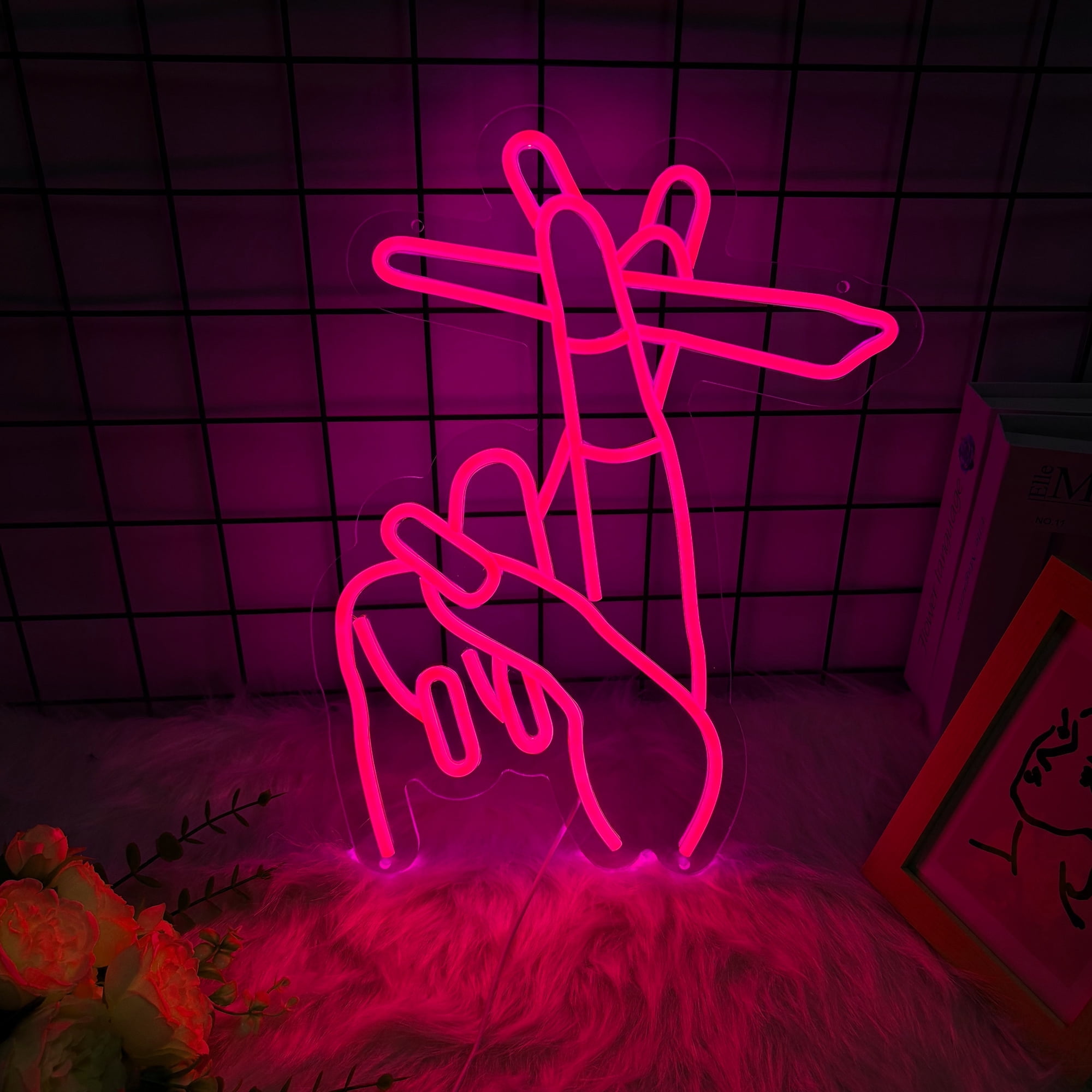 Hand Neon Signs Pink Led Neon Sign for Wall Decor, Nail Neon Signs USB Hand Neon Light Signs for Salon Bedroom Living Room Office Restaurant Home Bar Party Game Room