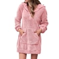 thumbnail image 1 of Liquidation d'Hiver! Robes pour Femmes, Robe à Capuche Décontractée à Manches Longues avec Poche pour Femmes, Chandail à Capuche, Robe Unie Rose m, 1 of 8