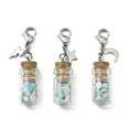 thumbnail image 2 of Natural Amazonite Chip inside Glass Wishing Bottle Pendant Decoration with Stainless Steel Star Moon Lightning Charms Stainless Steel color 42mm 3pcs/set, 2 of 4