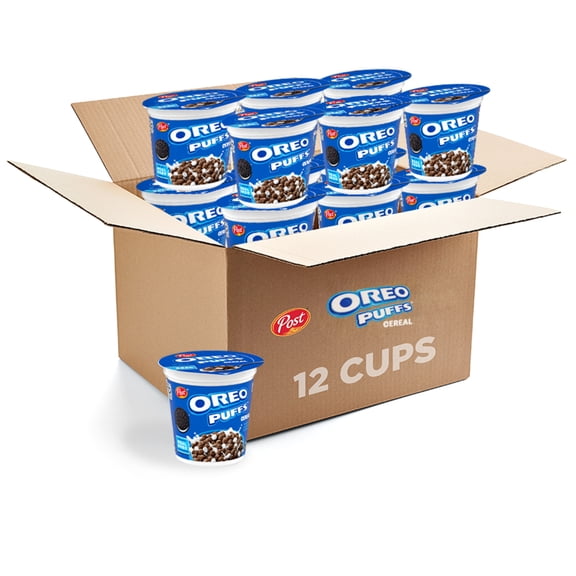 Post Oreo Puff Cereal Cup, Crunchy Chocolatey Breakfast, Crunchy Single Serve On-the-Go Sack,  1 oz cup