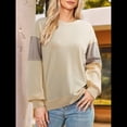 thumbnail image 4 of Sudadera Informal de Gran Tamaño para Mujer, Cuello Redondo, Bloques de Color, Holgada, Tipo Jersey. Albaricoque M, 4 of 8