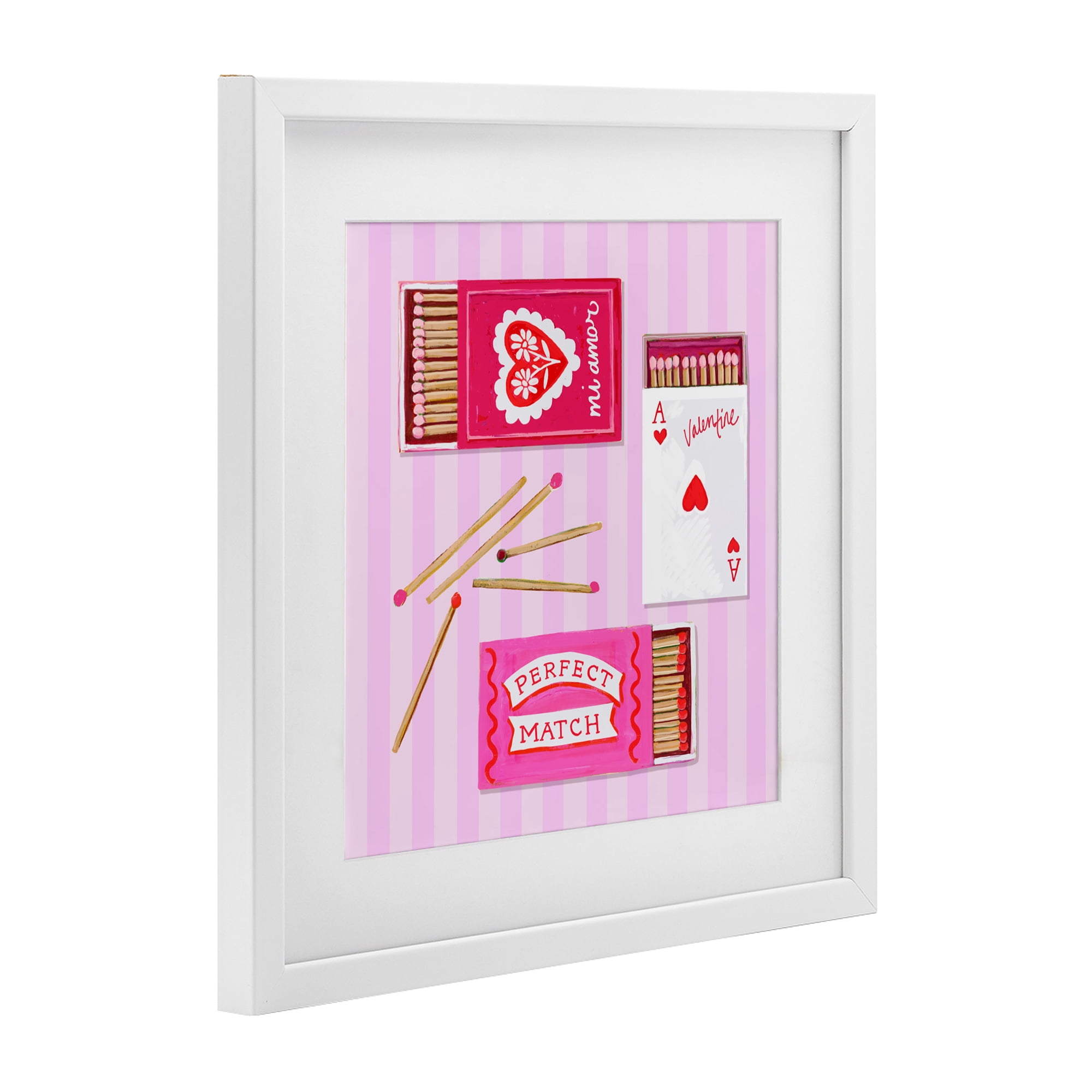 Stupell Industries Romantic Valentine's Matchboxes White Framed Print Under Glass, design by Rachael Reese