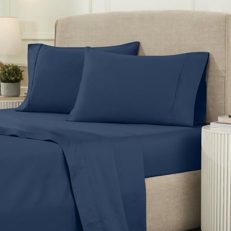 Superior Egyptian Cotton Eco-Friendly 1200 TC Sheet Set, King, Navy Blue