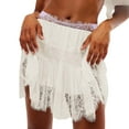 thumbnail image 1 of UANWENN Ladies' Solid Color Ballet Style High Waisted Half Skirt with Irregular Hem and Lace Ruffle Skirts for Women Long Length Ballet Skirt Long Skirt with Slit Crop Top and Skirt Set for Women Rip, 1 of 9