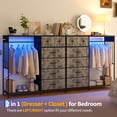 thumbnail image 4 of Commode à 6 Tiroirs avec Étagère Suspendue et Éclairage DEL – Coffre de Rangement Haut, Station de Recharge, Dessus en Bois Réversible, Cadre Robuste pour Chambre Ou Chambre d'Enfant, Organisateur de Garde-Robe, Gris, États-Unis, 4 of 7