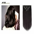thumbnail image 2 of MY-LADY Clip in 100% Remy Human Hair Extensions 97Pcs Full Head Weft Highligh Hairpiece Long Straight #1B Natural Black 16inch, 2 of 10