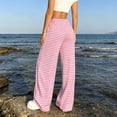 thumbnail image 7 of Lenpel Womens Plaid Pants Casual Loose Lightweight Drawstring Elastic Waist Trousers Comfy Wide Leg Lounge Pants, 7 of 7