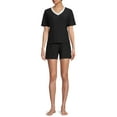 thumbnail image 4 of Lissome Women's and Women's Plus Short Sleeve V-Neck Top and Short Set, 2-Piece, 4 of 5