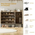 thumbnail image 4 of Homhougo Freestanding Shoe Cabinet with 3 Rattan Doors, 7-Tier Shoe Storage Organizer with Adjustable Shelves for Entryway, Hallway, Living Room, Closet, Boho Style, 4 of 9