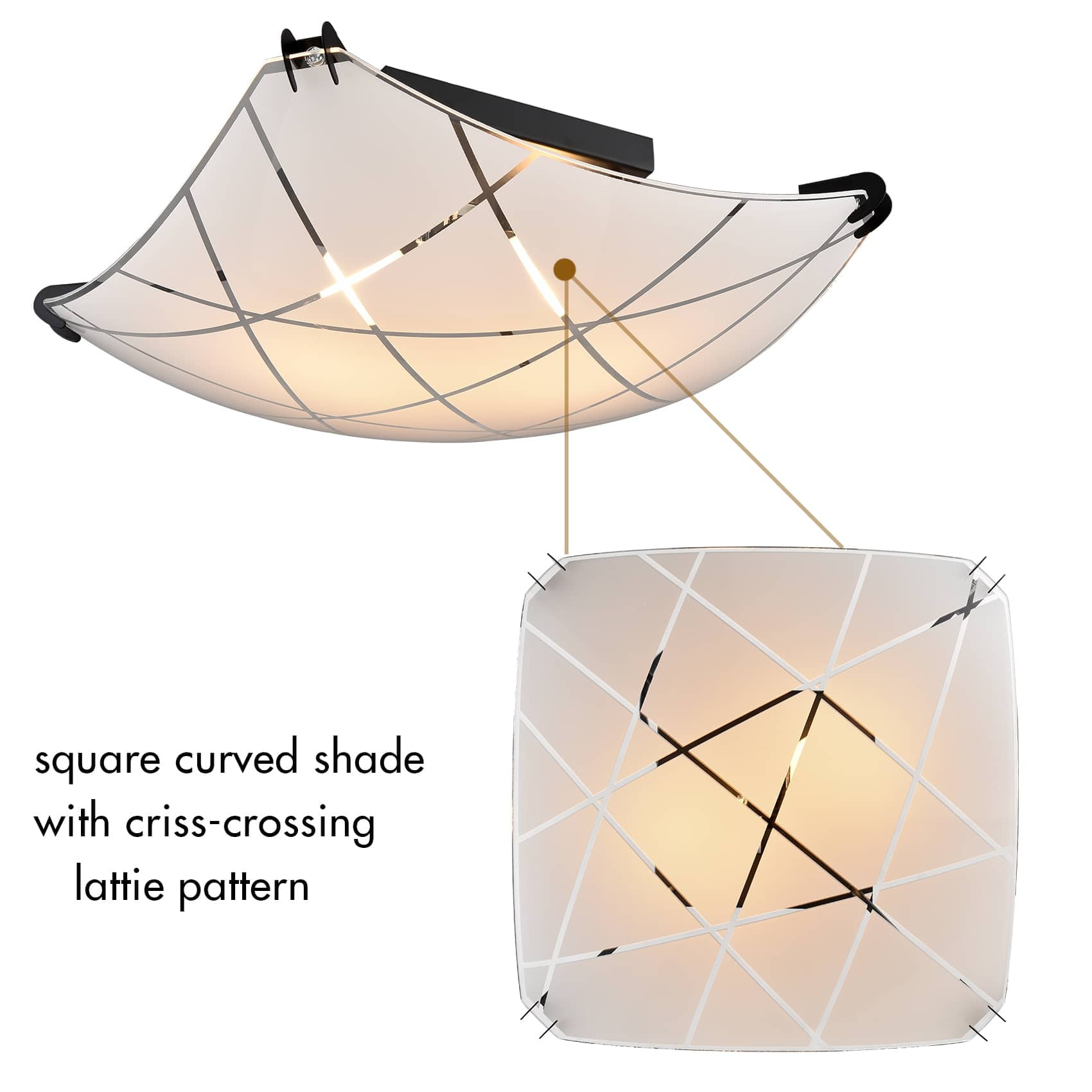 Claxy 13" 2-Light Black Flush Mount Ceiling Light with Frosted Glass Shade