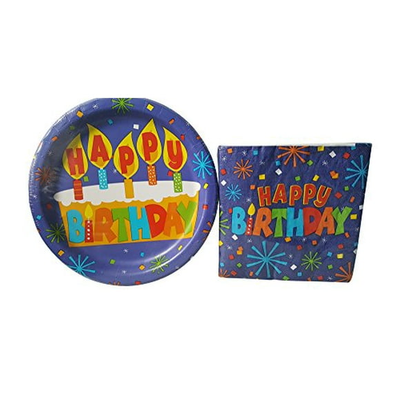 Greenbrier Ensemble de Fête d'Anniversaire - 18 Assiettes et 20 Serviettes