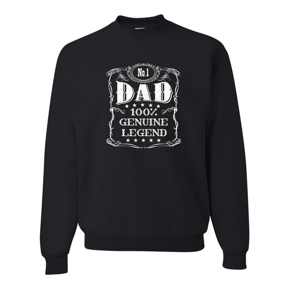 Wild Bobby, No. 1 Dad Genuine Legend Father's Day Unisex Crewneck Sweatshirt, Black, Small