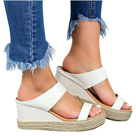 

Summer Sandals for Women Solid Color Ankle Buckle Sandal for Dresses Jeans Skirts Short Pants