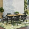 thumbnail image 2 of GDF Studio Roma Outdoor Acacia Wood and Resin 7 Piece Dining Set, Black and Teak, 2 of 13