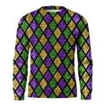 thumbnail image 5 of Havenx Knit Sweater for Men Crew Neck Funky Mardi Gras Printed Sweatshirts Long Sleeve Knit Dress Pullover Sweaters Fancy Mask Printed Carnival Holiday Party Lightweight Outfit,Army Green S, 5 of 6