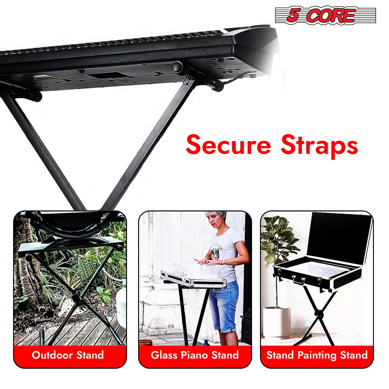 5 Core Keyboard Stand X Shape Height Adjustable Foldable Portable Key Board DJ Controller Stands