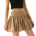 thumbnail image 3 of Women'S High Waist Ruffle Hem Bubble Mini Skirt A Line Flared Cute Skirts Streetwear Camel XL, 3 of 7