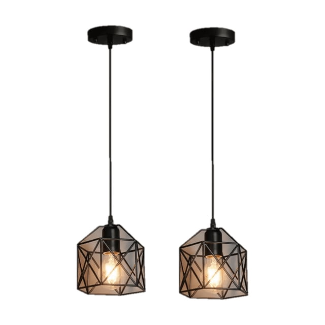 2 Lámparas Colgantes Retro Industrial Jaula Malubero Negro
