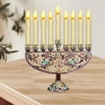 thumbnail image 1 of Candelabro de metal tradicional Fernando Menorah para velas cónicas, 1 of 8