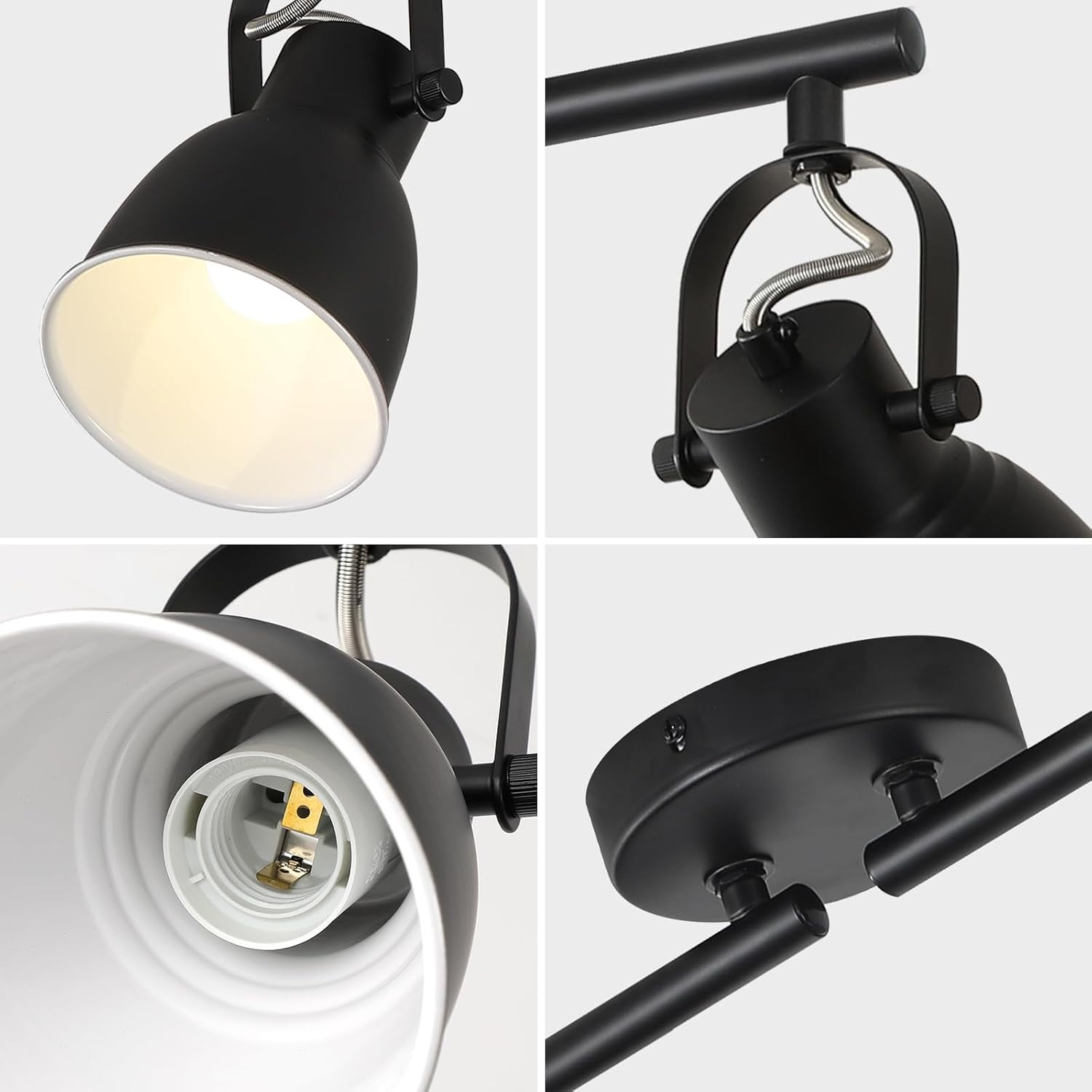 KEESFU 5-Light Industrial Track Lighting Kit, Black Directional Ceiling Mount Spotlight Fixture for Kitchen, Living Room, and Dining Area