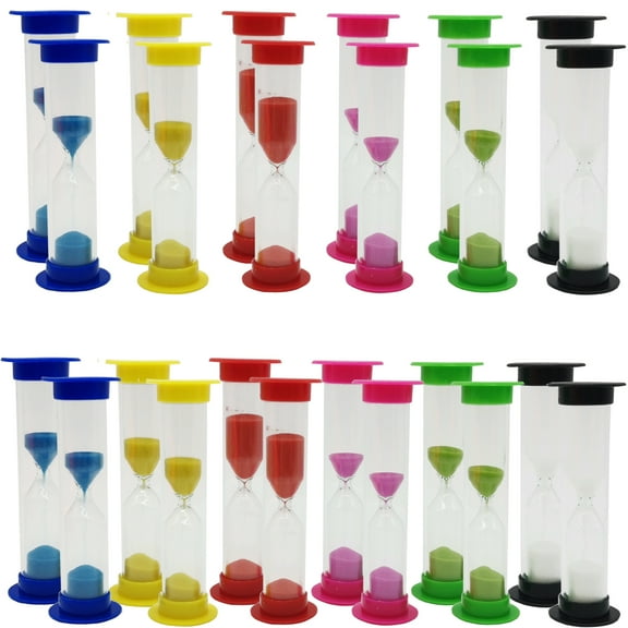 RONYOUNG 24PCS Sand Timer Plastic Sandglass Timer Colorful Hourglass Timer Sand Clock Timer 30S 1Min 2Mins 3Mins 5Mins 10Mins for Adult Kids in Classroom Kitchen Games Office