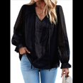 thumbnail image 1 of Blusa Informal de Verano para Mujer, con Lunares Suizos, Cuello en V, Larga, Holgada y Elegante, Ideal para Oficina. Negro M, 1 of 10