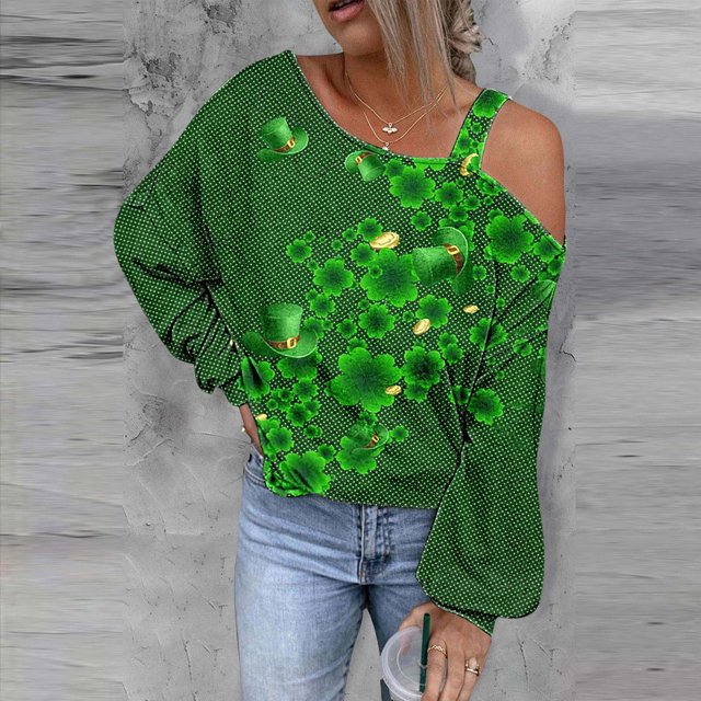 Femmes Tops Mode Femmes St.Patrick'S Day Imprimé Sweat-Shirt Graphique Manches Longues Pull Tops