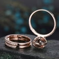 thumbnail image 2 of JeenMata Superb 1.5 Carat Pear Cut lab created morganite and Moissanite Halo Trio Wedding Ring Set in Rose Gold, 2 of 6