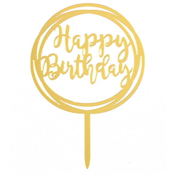 GOOHOCHY Happy Birthday Acrylic Cake Topper Multi-circle Cake Topper Cake Decoration Birthday Party Supplies (Golden)