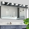 thumbnail image 2 of DUOSONG Modern 7-Light Led Vanity Light Fixture - Black Iron Finish With Acrylic Shades - Energy-Efficient Bathroom Wall Sconce - Dimmable, 52.2-Inch Length Black Acrylic,Iron Lighting Bathroom, 2 of 9