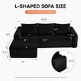 thumbnail image 2 of 103" Black Cloud L-Shaped Modular Sectional Sofa with Deep Seat, Oversized Corduroy Couch for Living Room & Bedroom, No Assembly, 2 of 7