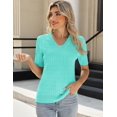 thumbnail image 3 of Jersey Kistore de verano, manga corta, cuello en V, tejido trenzado para mujer, 3 of 4