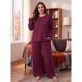 thumbnail image 3 of Cueply Women's Plus Size Pajama Set Long Sleeve Loungewear Long Pants Sleepwear Soft 2 Piece Pjs with Pockets, 3 of 9