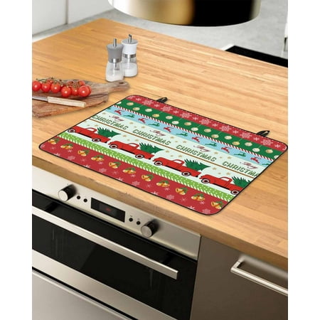 

Christmas Truck Stove Top Covers for Electric Stove Heat Insulation Fireproof Glass Cooktop Cover Counter Top Glass Stove Cover for Prevent Scratches 29 x21 Xmas Tree Snowflake Elk Red Green