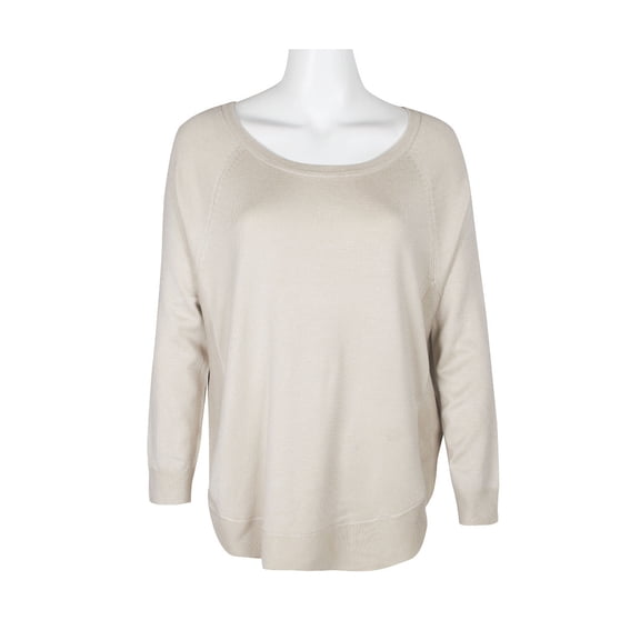 Anna Rose Scoop Neck Long Sleeve Solid Knit Top-OATMEAL / XS