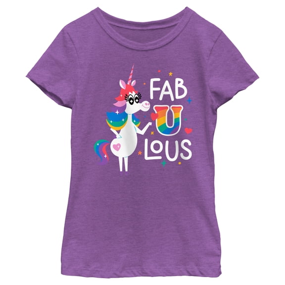 Girl's Inside Out Rainbow Unicorn Fab U Lous  Graphic T-Shirt