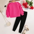 thumbnail image 3 of Kiijoy Big Girls Outfits Ruffle Sweatshirt with Jogger Pants Sweatsuit, Sizes 7-8, 3 of 8