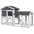 thumbnail image 1 of CHENZM 58" Large Rabbit Hutch Outdoor Indoor, Wooden Bunny Hutch, Guinea Pig Cage with Run, Removable Tray, Asphalt Roof, Lockable Doors and Ramp, for 1-2 Small Rabbits, Gray, 1 of 17
