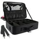 thumbnail image 1 of JOURMON Estuche de maquillaje de viaje, organizador de tren, bolsa de cosméticos portátil con divisores ajustables y correa para el hombro para brochas de maquillaje, artículos de tocador, accesorios, 1 of 5